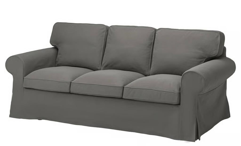 Bekleding Ikea Ektorp bank & poef Hakebo donkergrijs, Ophalen, Gebruikt, Driepersoons, 75 tot 100 cm
