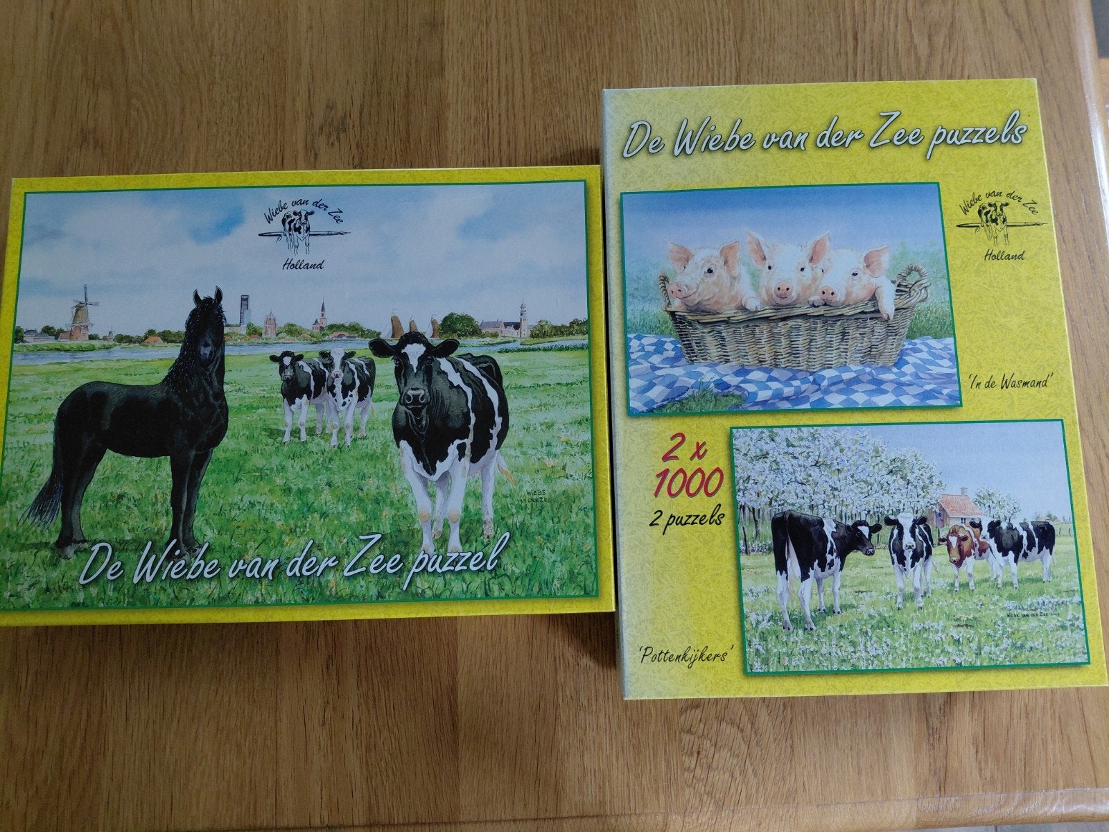 3 Puzzels Wiebe van der Zee. 3 ×1000 stukjes , 2 Dozen., Ophalen of Verzenden, 500 t/m 1500 stukjes, Zo goed als nieuw