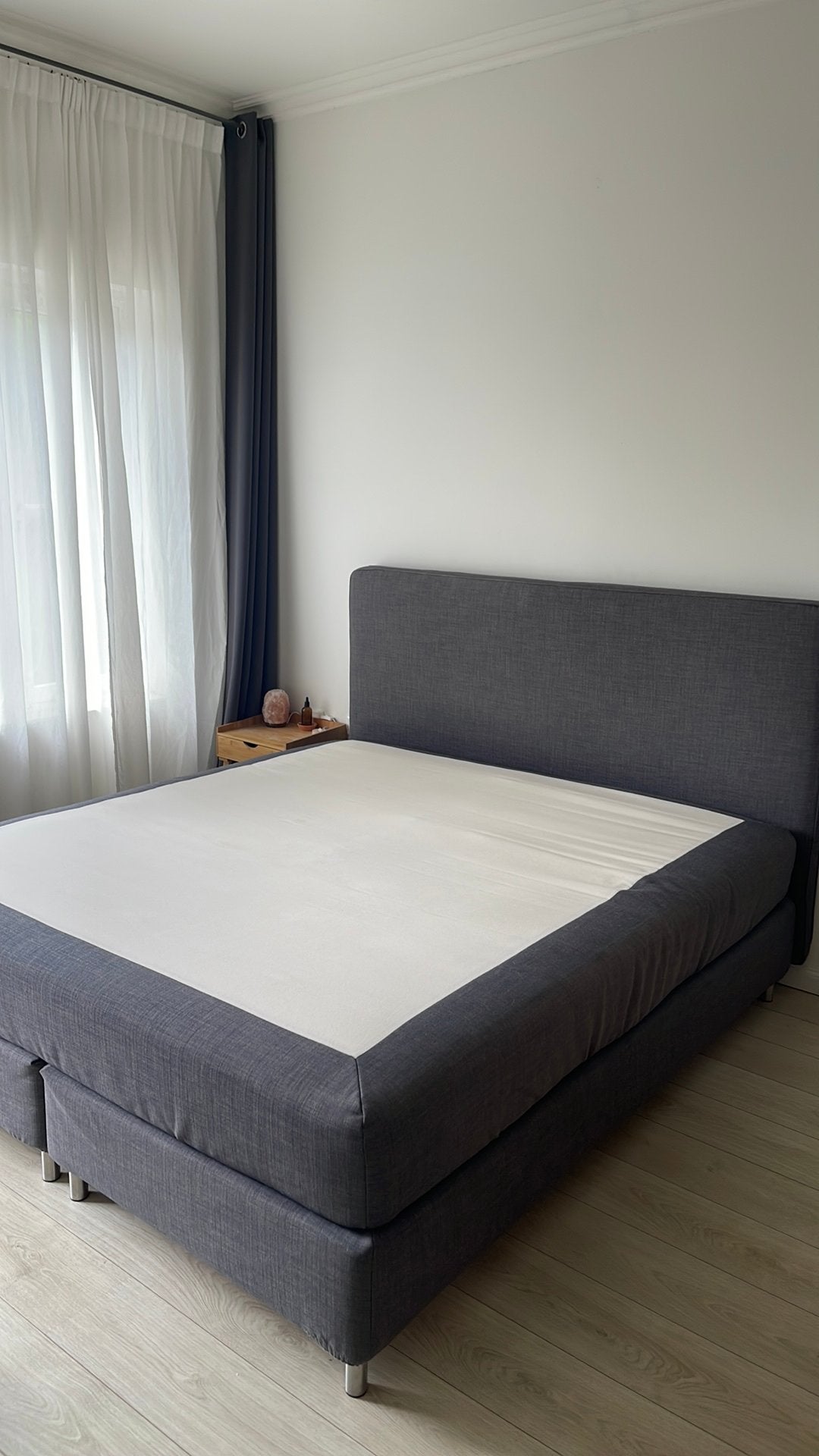 Donkergrijze boxspring 180x200 IKEA Dunvik, Ophalen, Gebruikt, Tweepersoons, 180 cm