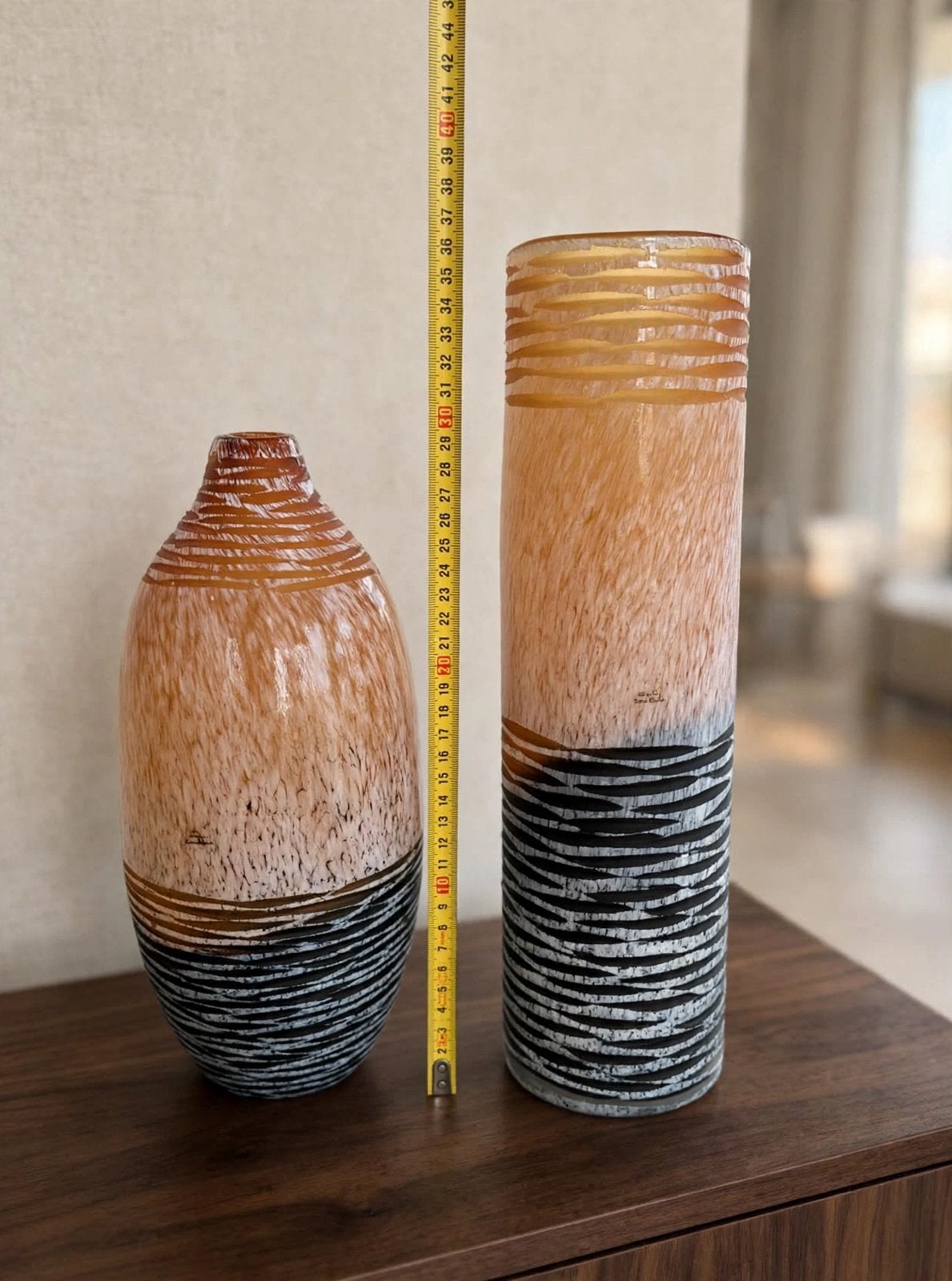 Zweedse design vazen Kvarn Backe - Kjeld Jordan set, Meerkleurig, Ophalen of Verzenden, 36 cm, Handgemaakt