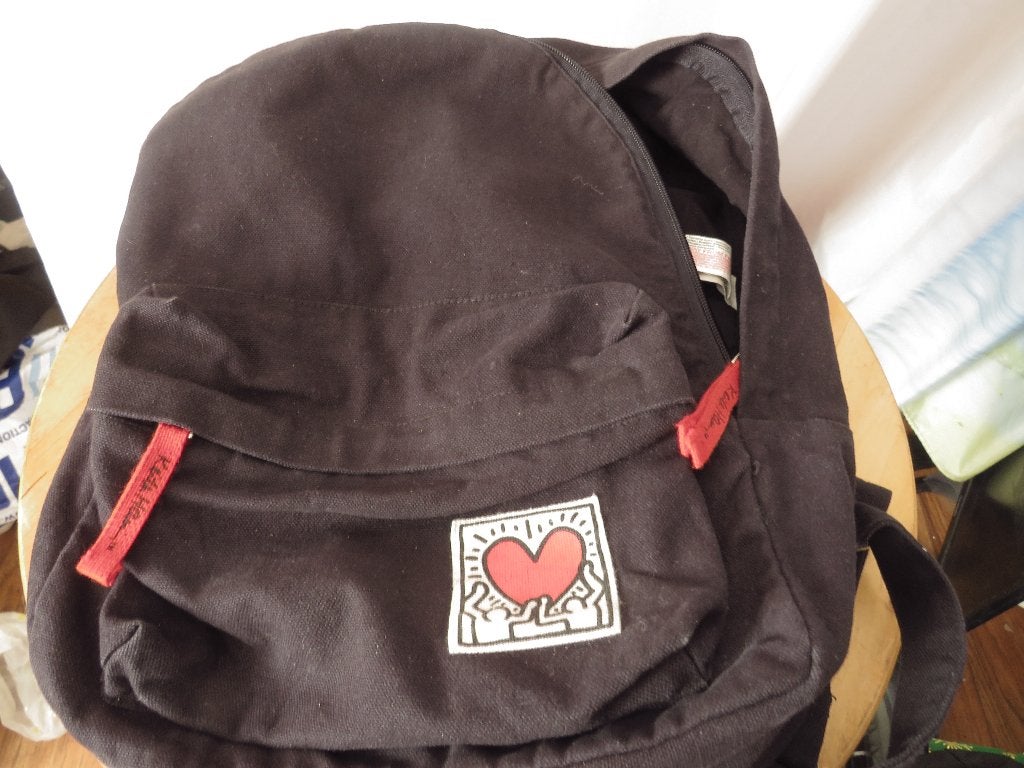 Zwarte rugzak keith haring embleem van de Primark, Sieraden, Tassen en Uiterlijk, Overige merken, Gebruikt, 25 tot 40 cm, Ophalen of Verzenden