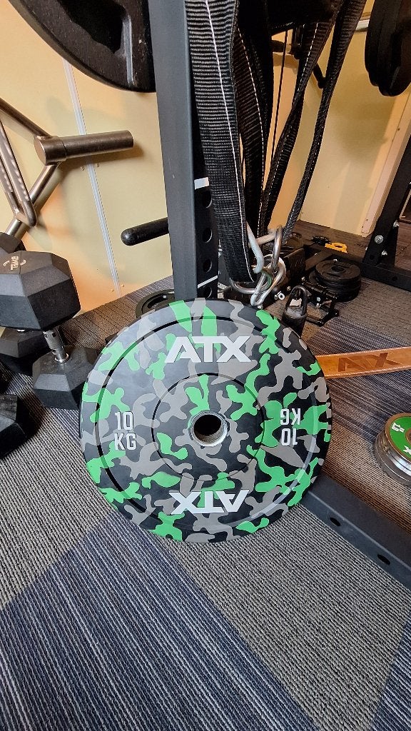 ATX Bumper Plates o.a Color Splash & Color Stripes  257KG, Sport en Fitness, Ophalen, Zo goed als nieuw, Halterschijven