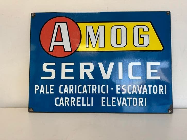Vintage AMOG SERVICE Emaille Reclamebord - Italiaans, Ophalen of Verzenden