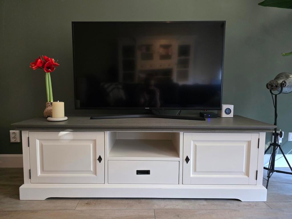 TV-meubel van hout – 165 cm – De Bommel, Ophalen, Gebruikt, 150 tot 200 cm, Landelijk