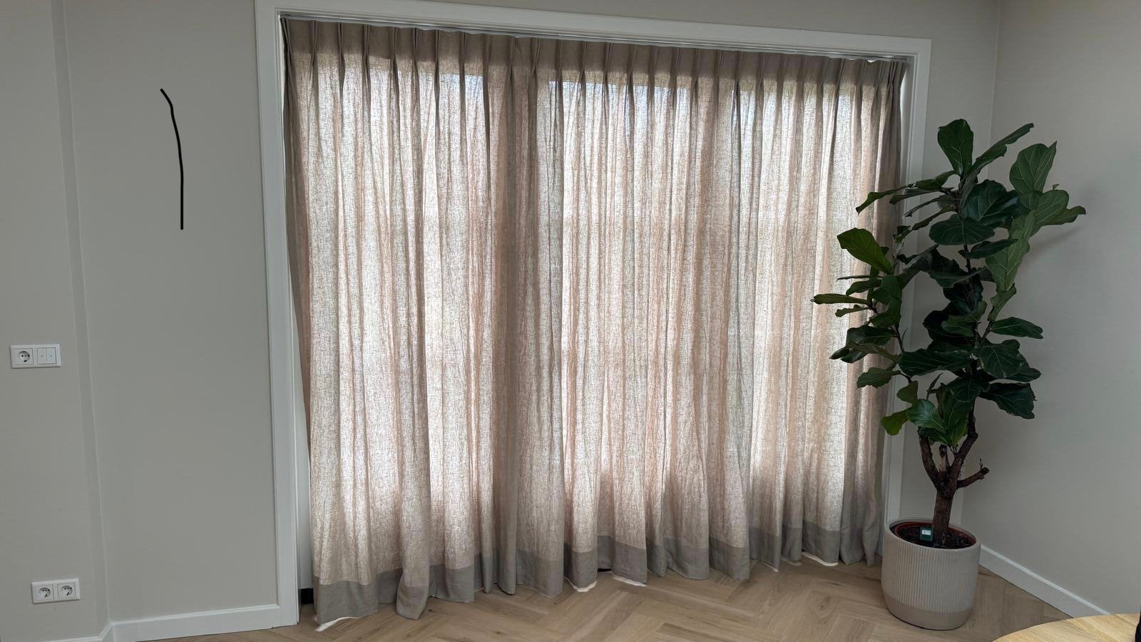Linnen gordijn kleur taupe (1 deel), Ophalen, Nieuw, Gordijn