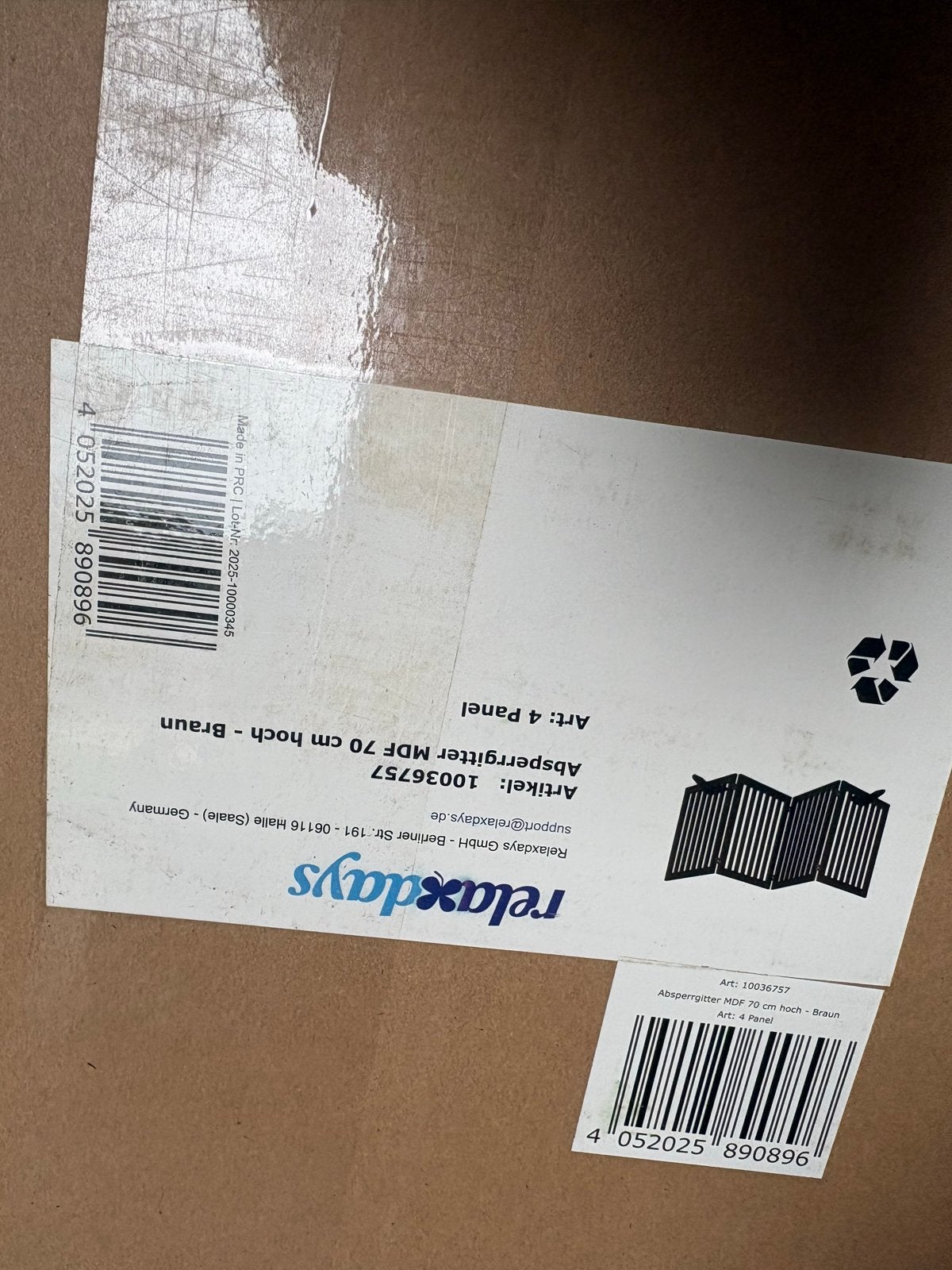 Relaxdays Absperrgitter MDF 70 cm hoog - Bruin (Nieuw), Ophalen, Nieuw, Hout, Overige typen