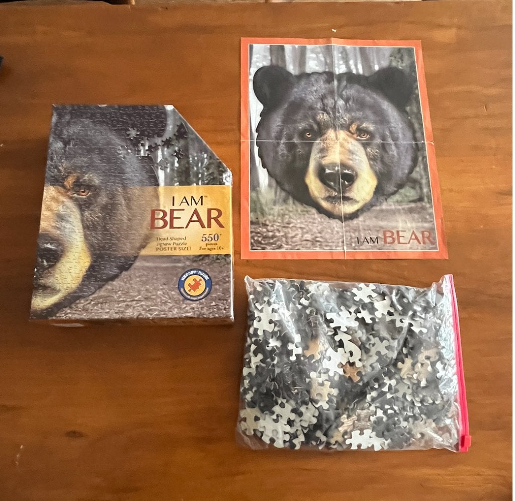 Ronde leg puzzel "I AM BEAR" 550 stukjes, Ophalen of Verzenden, 500 t/m 1500 stukjes, Zo goed als nieuw, Legpuzzel