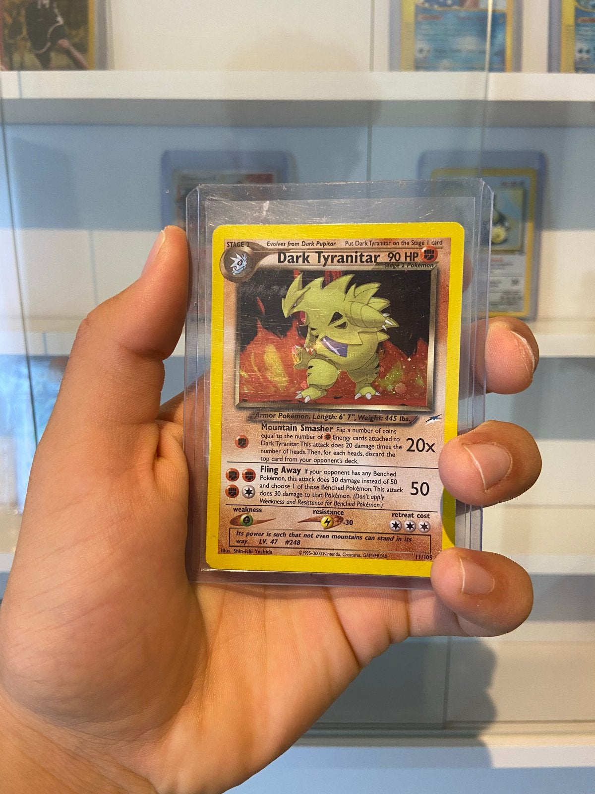 Dark Tyranitar holo -neo destiny-, Ophalen of Verzenden, Zo goed als nieuw, Losse kaart