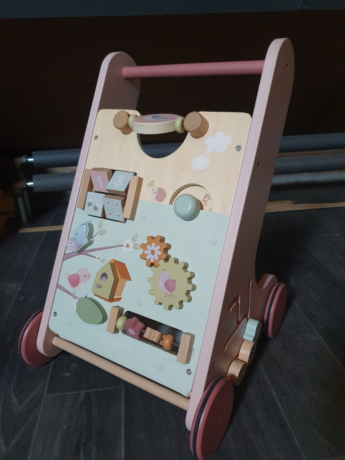 Little Dutch Houten Loopwagen met activiteitenbord, Ophalen, Zo goed als nieuw, Overige typen