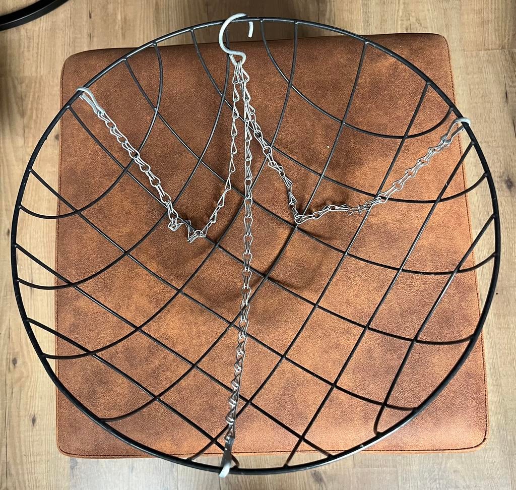 Zwarte metalen hang mand met kokosmat!, Rond, Ophalen of Verzenden, Zo goed als nieuw, Metaal