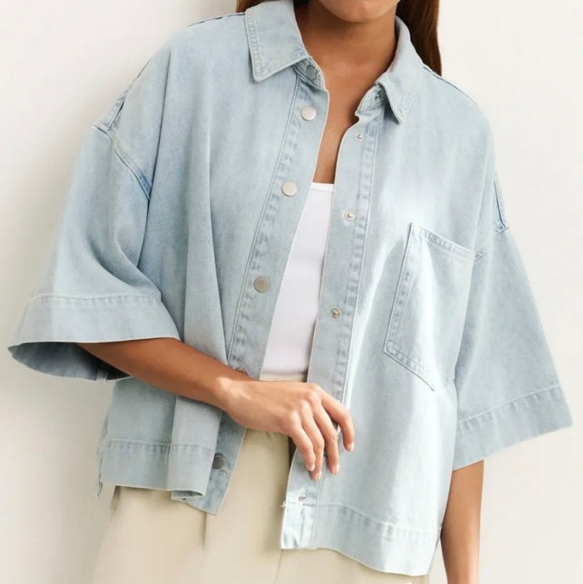 Yaya cropped denim jacket maat 1 M, Maat 38/40 (M), Zo goed als nieuw, Jasje, Verzenden