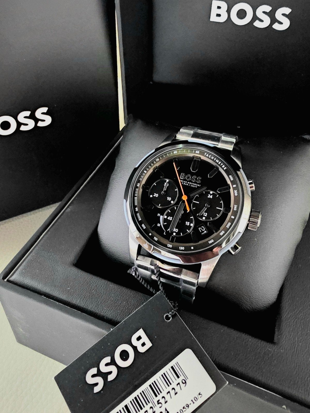 Originele Hugo Boss HB1514032 chronograaf solar herengorloge, Overige merken, Staal, Staal, Polshorloge