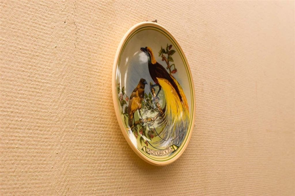 Porseleinen Wandbord met prent van Paradijsvogels 50010, Ophalen of Verzenden, Gebruikt