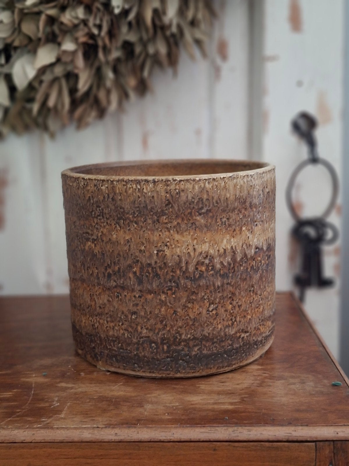 Vintage, retro bruine bloempot, Ophalen