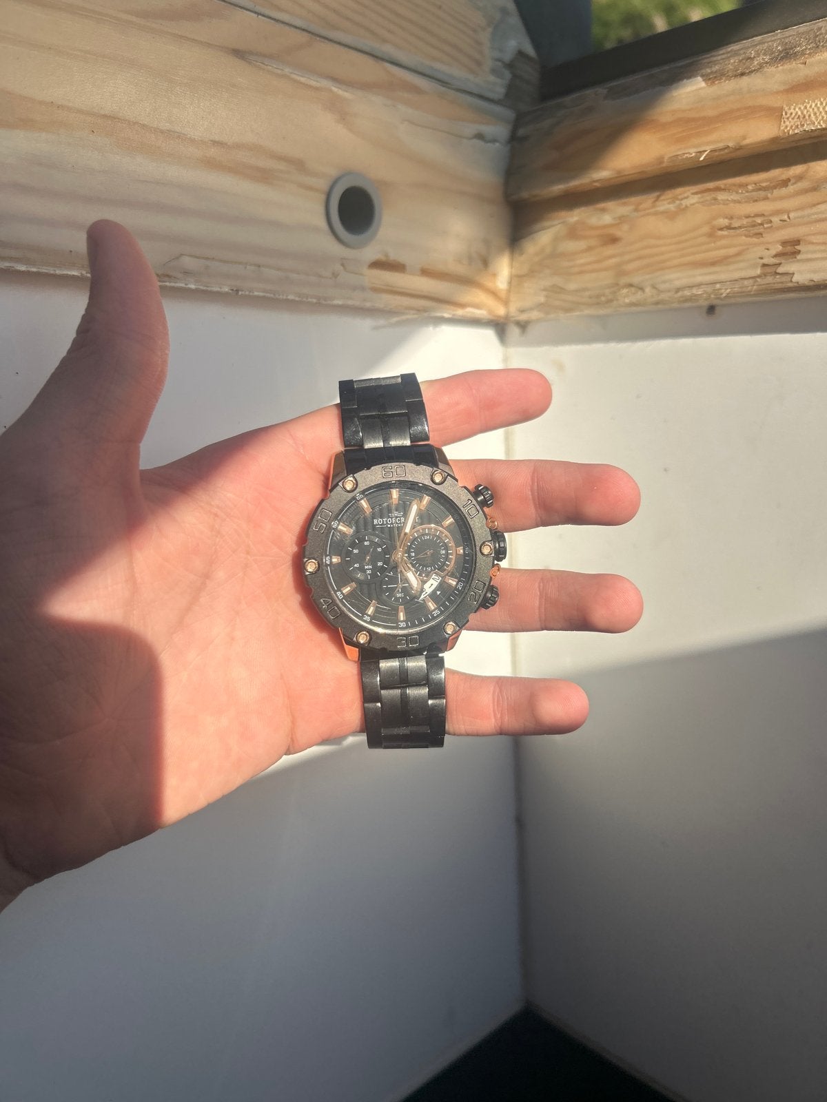 Rotorcraft Wheel RC2502 Chrono Herenhorloge Zwart/Roségoud, Overige merken, Staal, Polshorloge, Ophalen of Verzenden