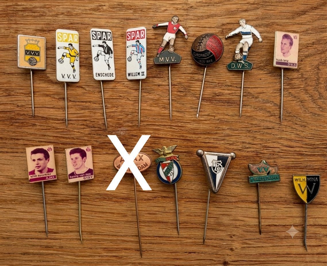 Vintage Voetbal Speldjes - Diverse Clubs en Spelers, Verzamelen, Ophalen of Verzenden, Gebruikt, Overige binnenlandse clubs, Overige typen