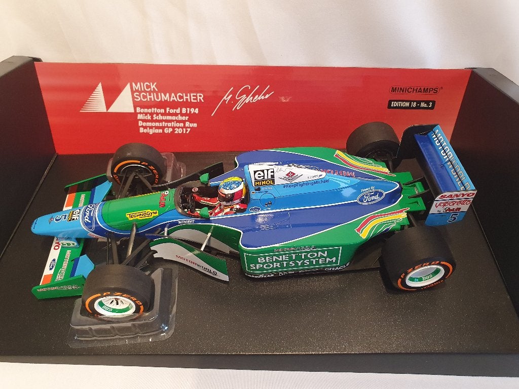 Mick Schumacher Benetton Ford B194 Demo Run 2017 1:18, Ophalen of Verzenden, Nieuw, Auto, MiniChamps