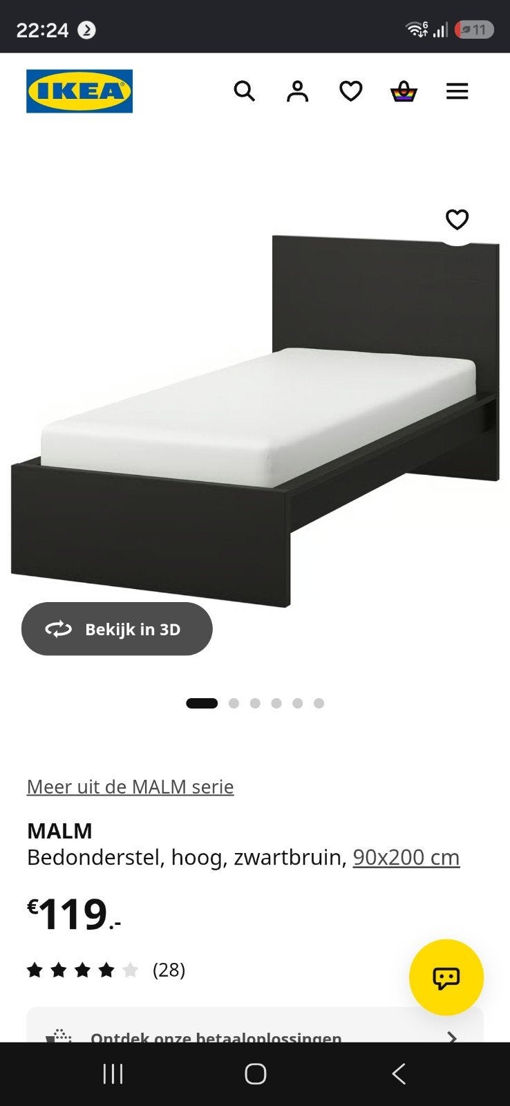IKEA Malm zwart bruin eenpersoonsbed (evt. met 2 lades), Ophalen, Gebruikt, 90 cm, Eenpersoons