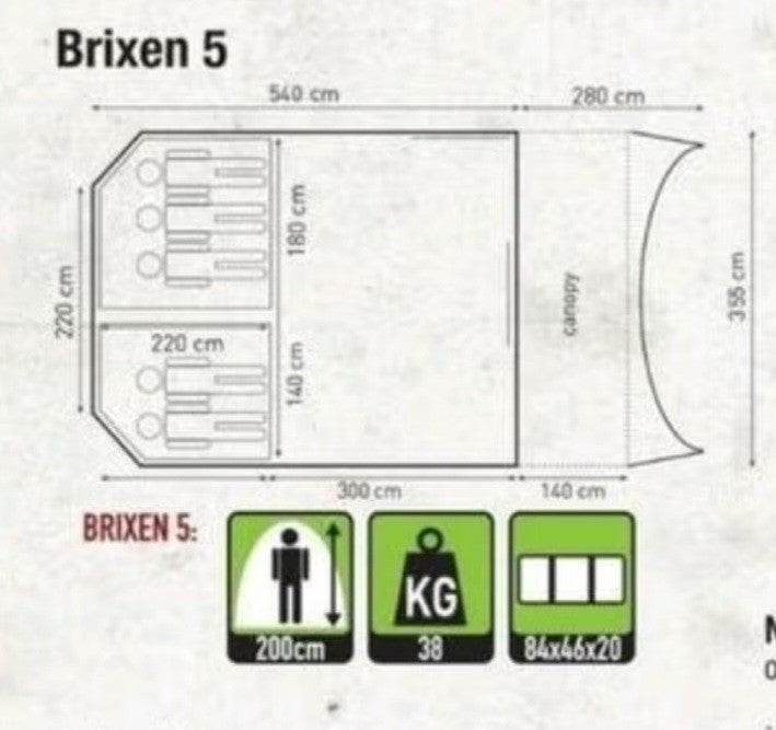 Active Leisure Brixen 5 familietent, Ophalen, Gebruikt