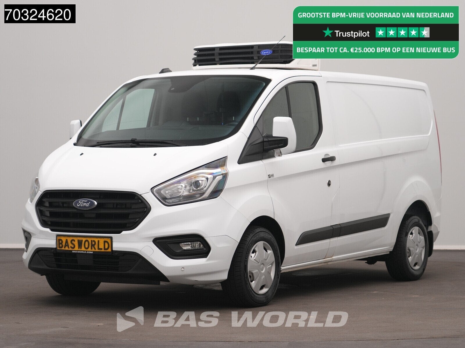 Ford Transit Custom 130PK Kerstner Koelwagen Carrier Xarios, Auto's, Stof, Euro 6, 4 cilinders, Wit