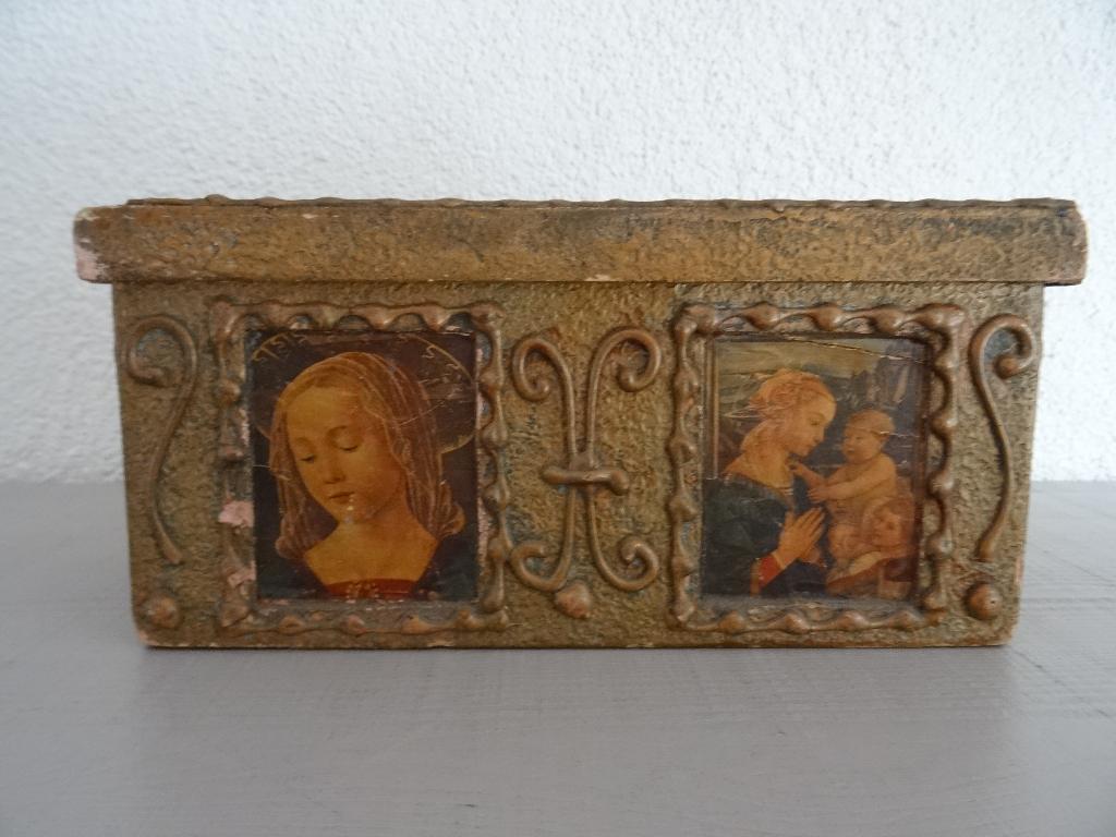 Oud kistje - met verschillende afbeeldingen, Antiek en Kunst, Ophalen of Verzenden