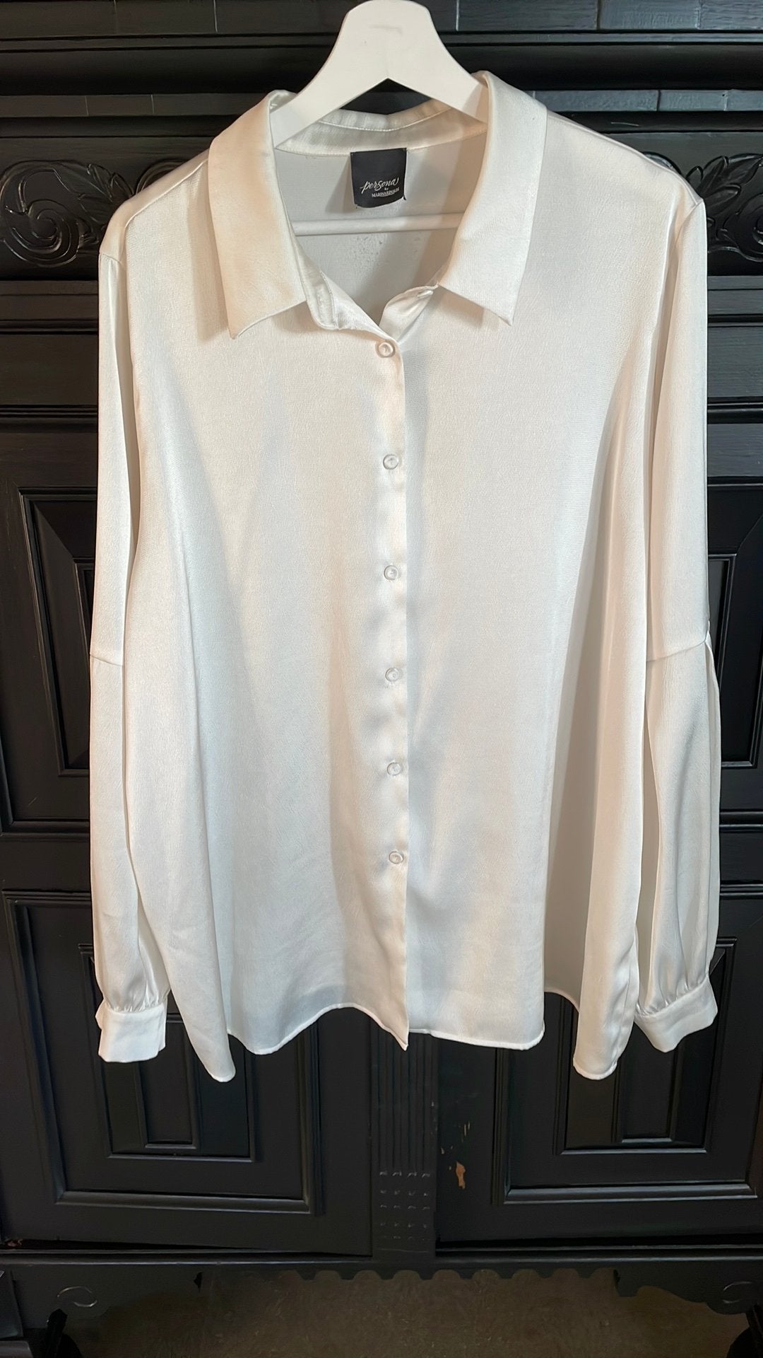 Zeer mooie blouse van marina rinaldi 48, Verzenden, Zo goed als nieuw, Maat 46/48 (XL) of groter, Beige