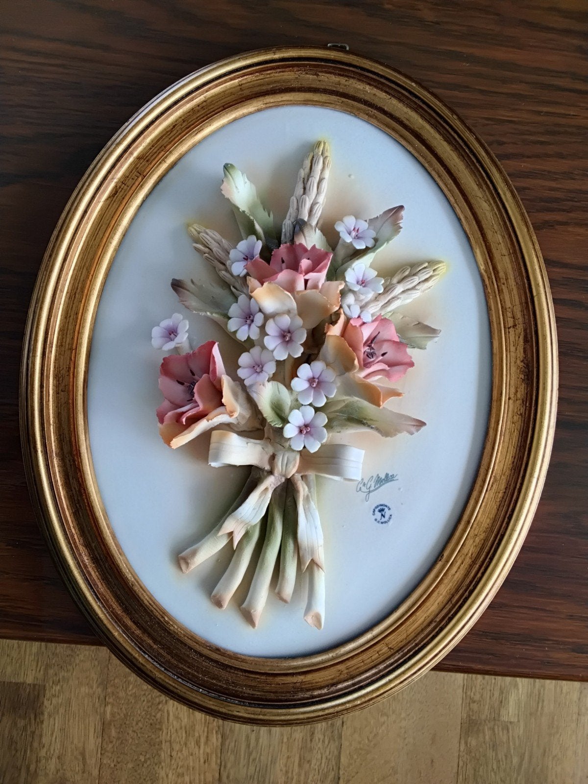 Handgemaakt Capodimonte stijl porselein bloemboeket keramiek, Antiek en Kunst, Ophalen of Verzenden