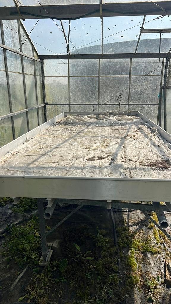 Opplant tafel, Ophalen, Glas, Gebruikt, Aluminium