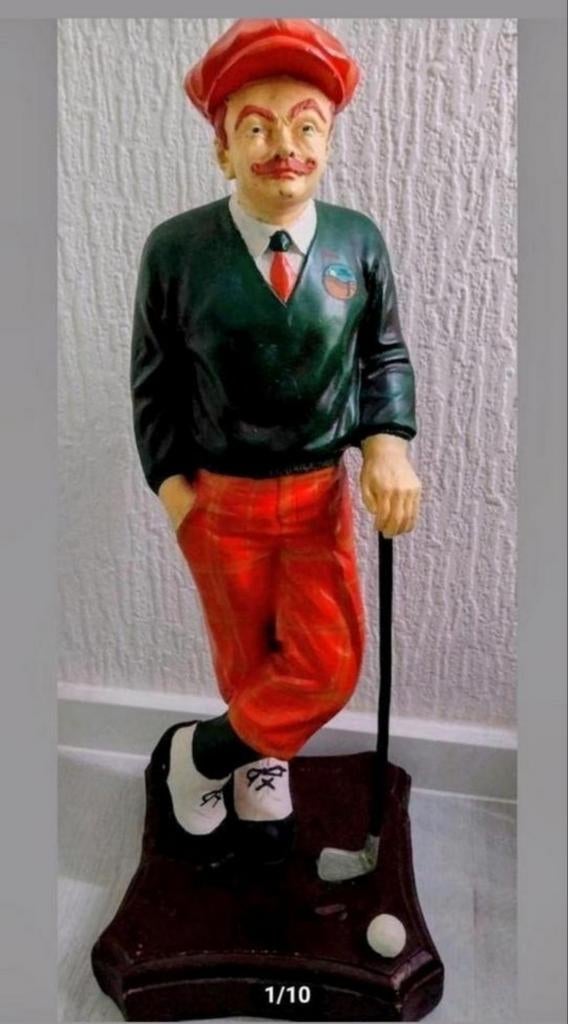 Vintage Golfer Beeld - Decoratieve Figuur, Verzamelen, Beelden en Beeldjes, Ophalen of Verzenden