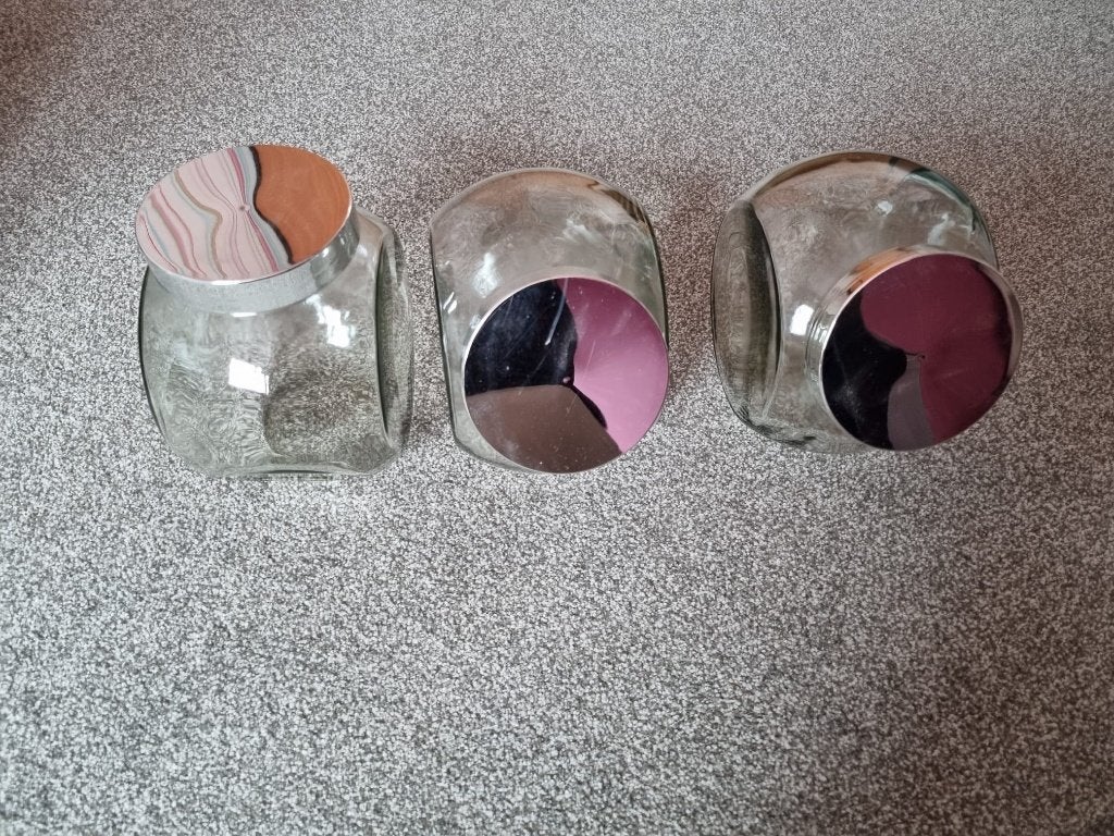 3 glazen voorraad potten, Huis en Inrichting, Ophalen of Verzenden, Gebruikt, Glas, Pot, Bus of Blik