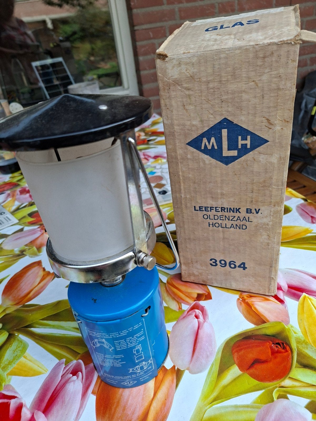 Vintage MLH Camping Gaslamp - in doos, Ophalen, Gebruikt