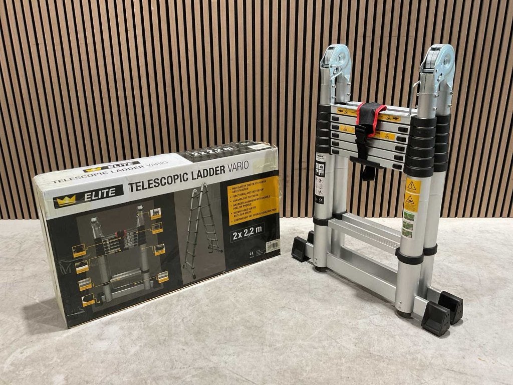Elite Vario 2x2,2 m dubbele telescoopladder nieuw in doos ‼️, Doe-het-zelf en Verbouw, Ophalen, Nieuw, Ladder, Opvouwbaar of Inschuifbaar