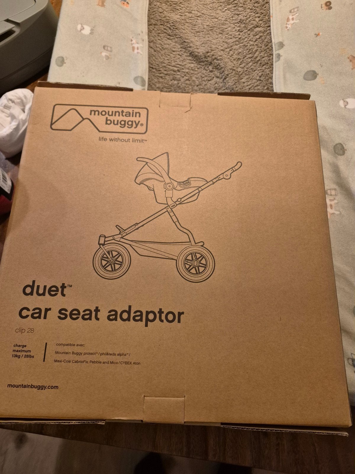 Mountain Buggy Duet Autostoel Adapter Clip 28, Ophalen of Verzenden, Zo goed als nieuw, 0 t/m 13 kg, Overige methoden