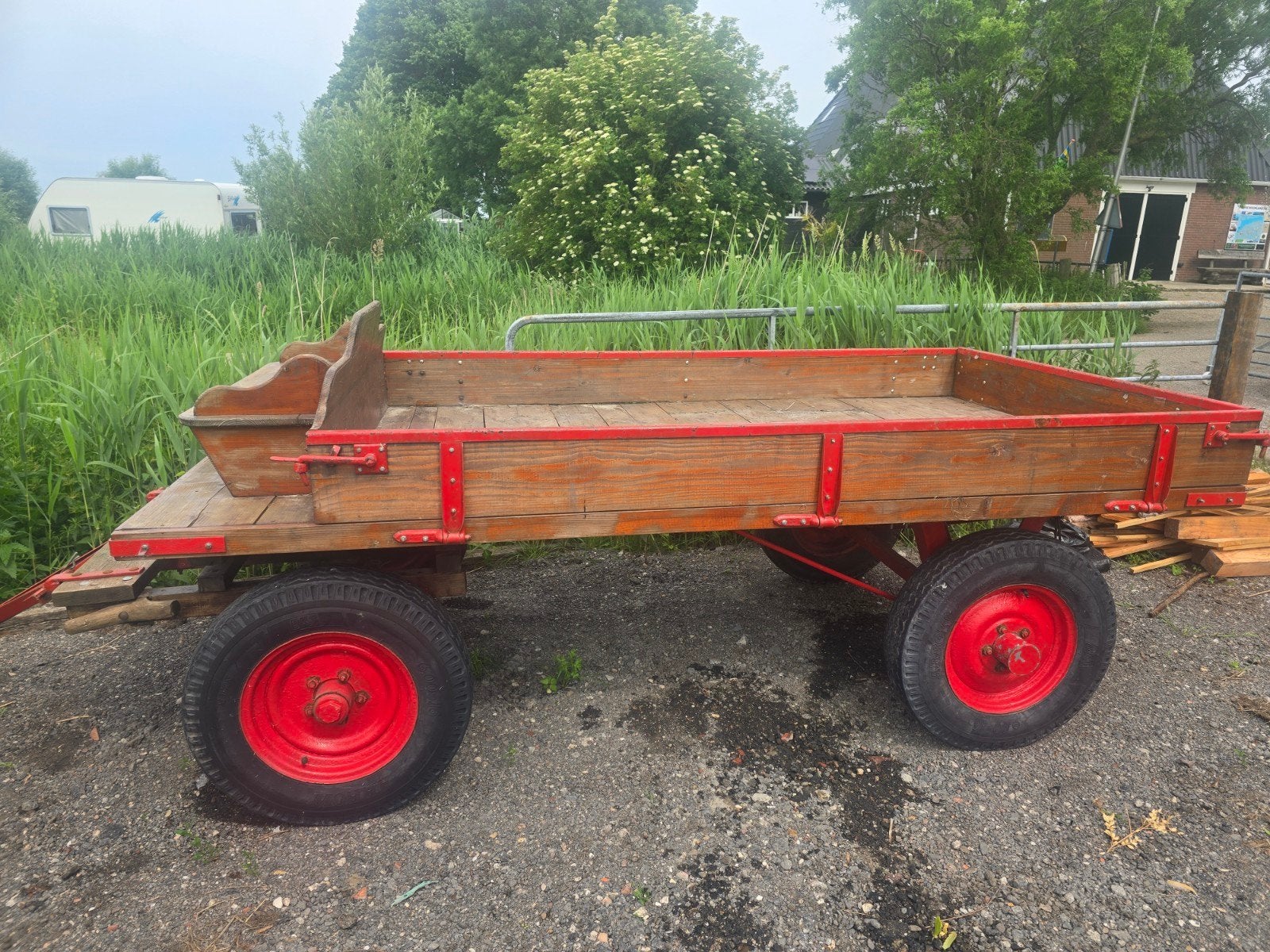Miedema platte wagen met toebehoren voor paard, Ophalen of Verzenden, Miedema, Onbekend, Onbekend