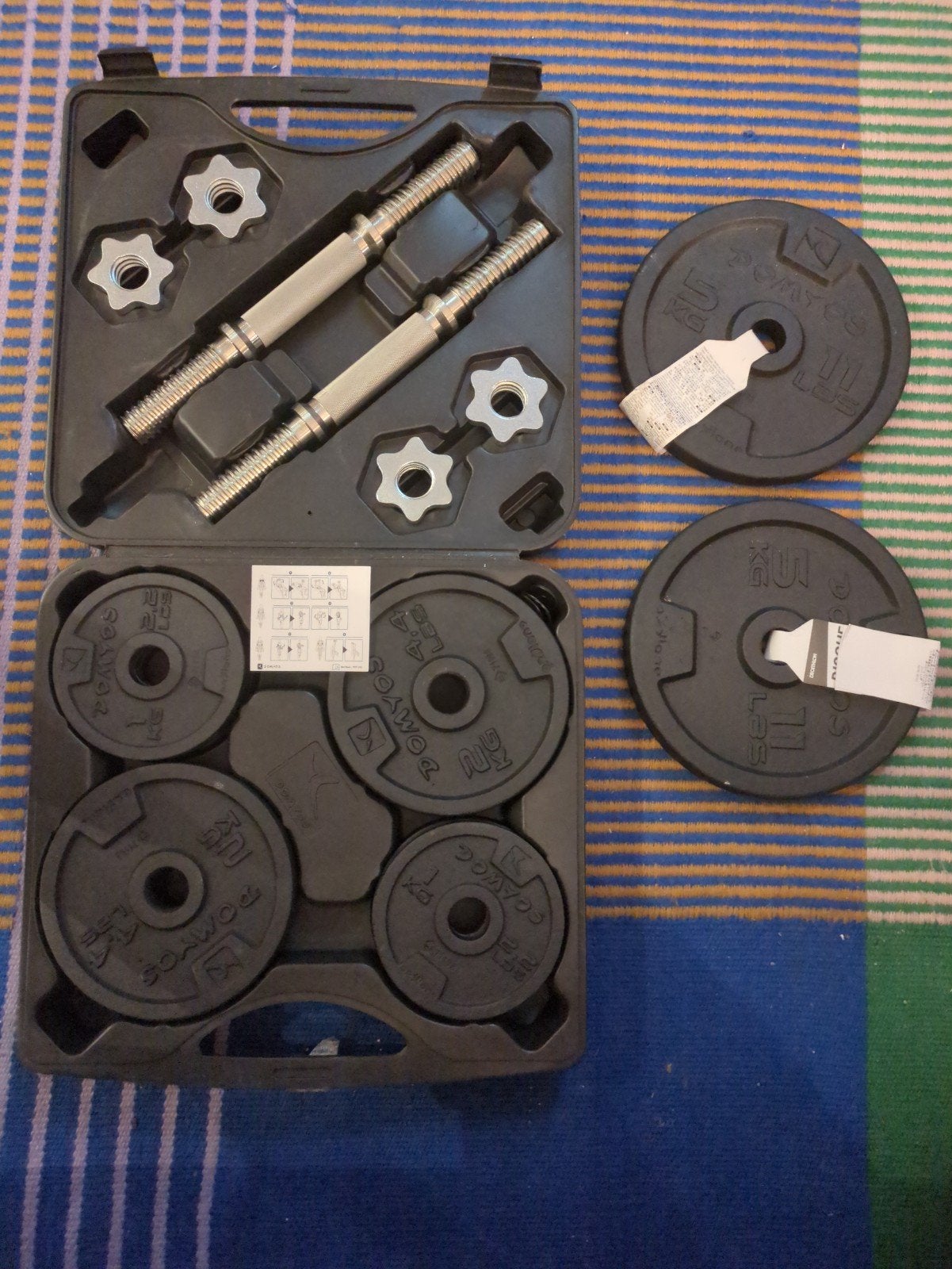 Domyos Halterset 20 kg + 2 x 5 kg  nieuw, Ophalen, Zo goed als nieuw, Armen, Halterset