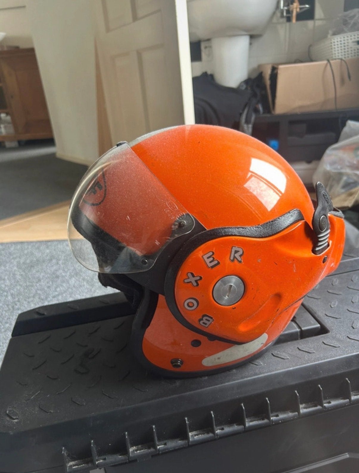 Oranje Roof Boxer motorhelm - Gebruikt, Ophalen of Verzenden, Tweedehands, Heren