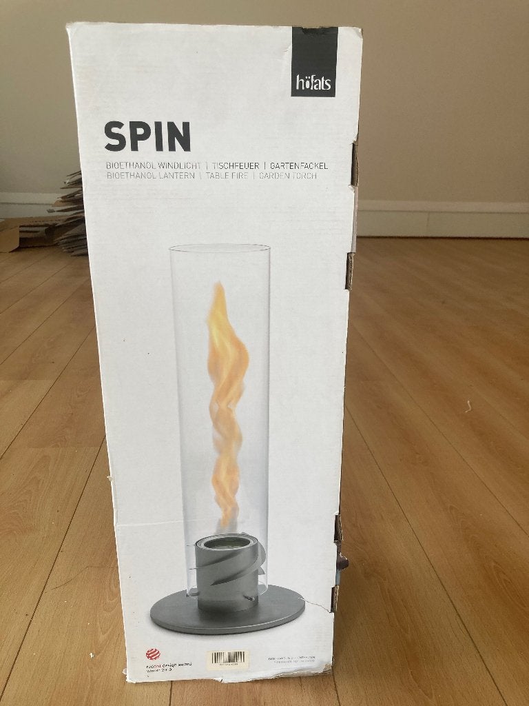 Nieuwe Höfats SPIN Bio-ethanol Tafellamp / Tafelvuur, Windlicht, Overige merken, Ophalen of Verzenden, Glas