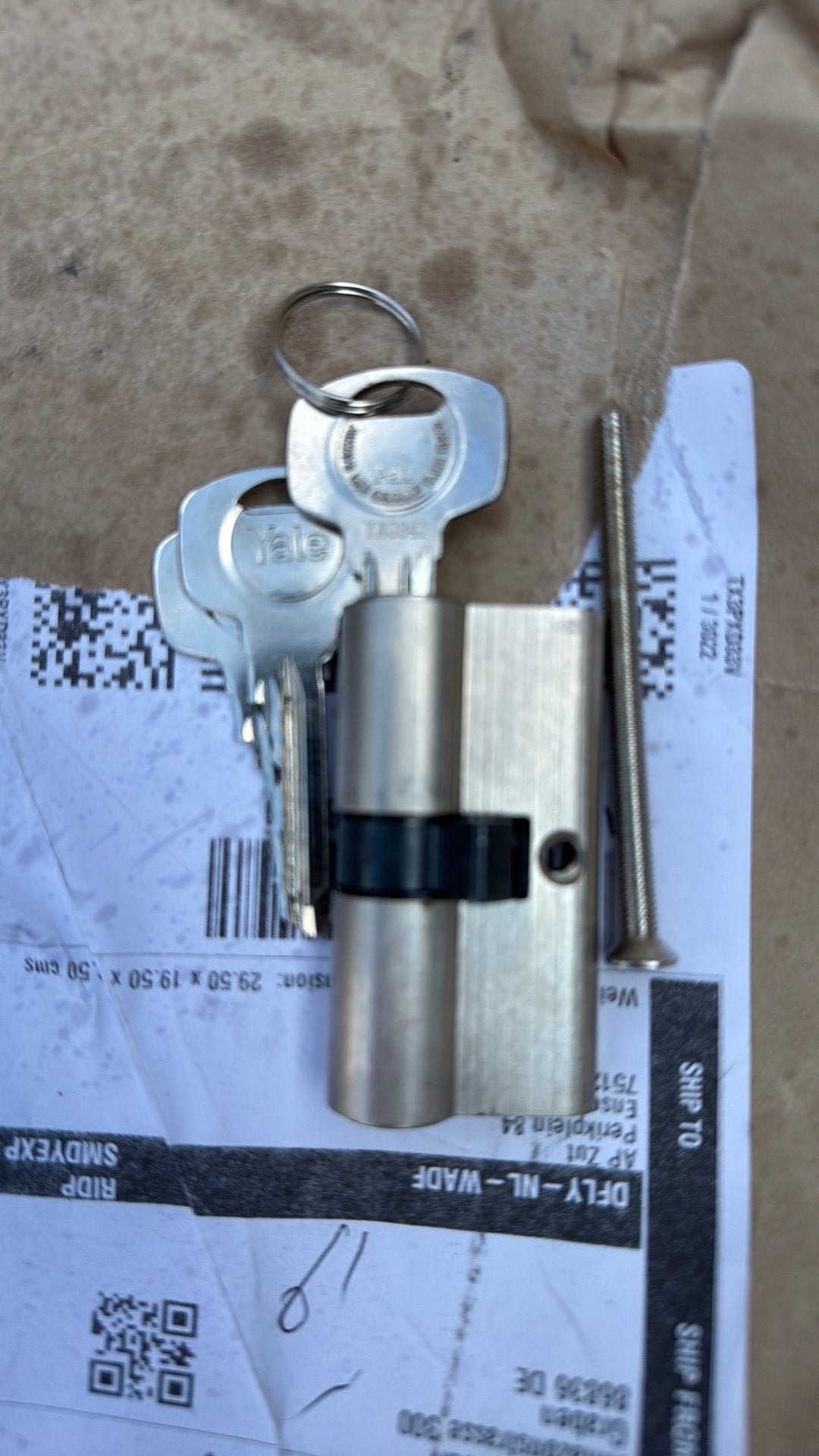 1x 30mm-30mn cilinder, 3 sleutels, Ophalen of Verzenden, Gebruikt, Rvs, Slot