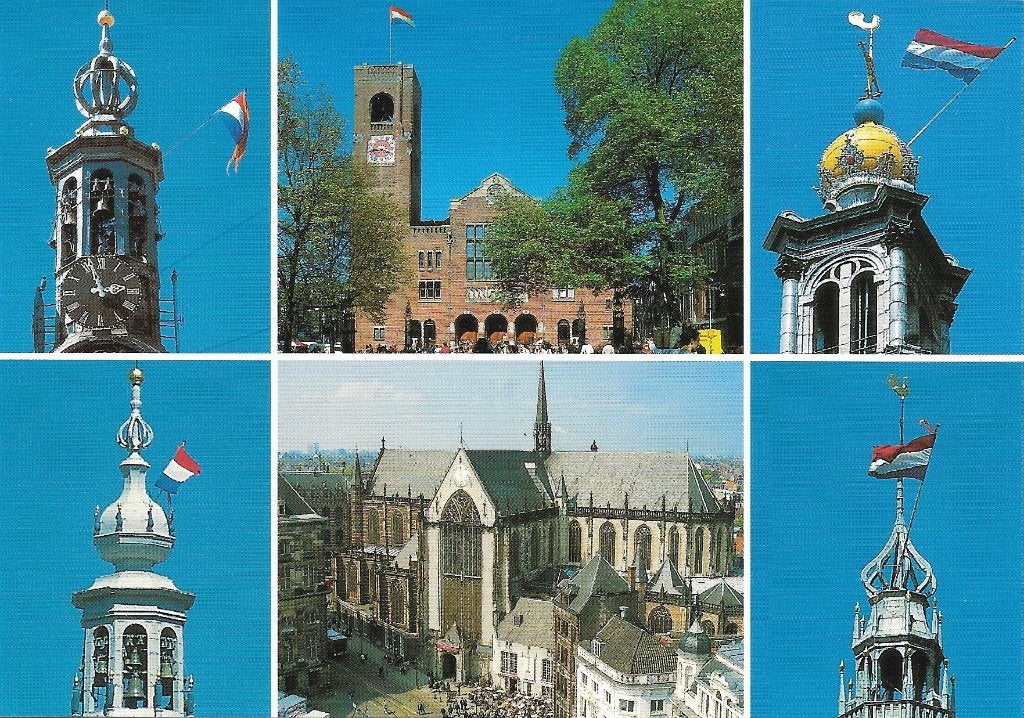 Ansichtkaart  	Amsterdam	6-luik	Munttoren/Beurs van Berlage, Verzenden, 1980 tot heden, Ongelopen, Noord-Holland