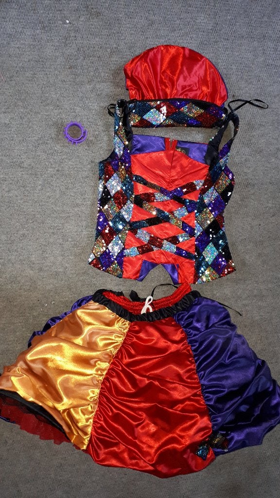 gekleurd carnavals pak, maat L, Maat 38/40 (M), Thetru, Carnaval, Verzenden