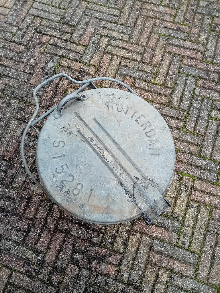 Gegalvaniseerde vuilnisbak Vintage ROTTERDAM, Ophalen, Gebruikt, Rond, Metaal