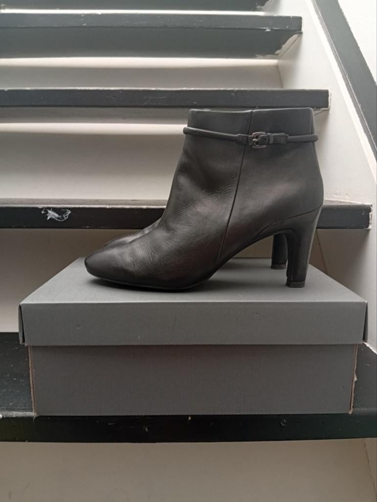 ECCO - Elegante Zwart Leren Laarsjes mt 38, Zwart, Lage of Enkellaarzen, ECCO, Ophalen of Verzenden