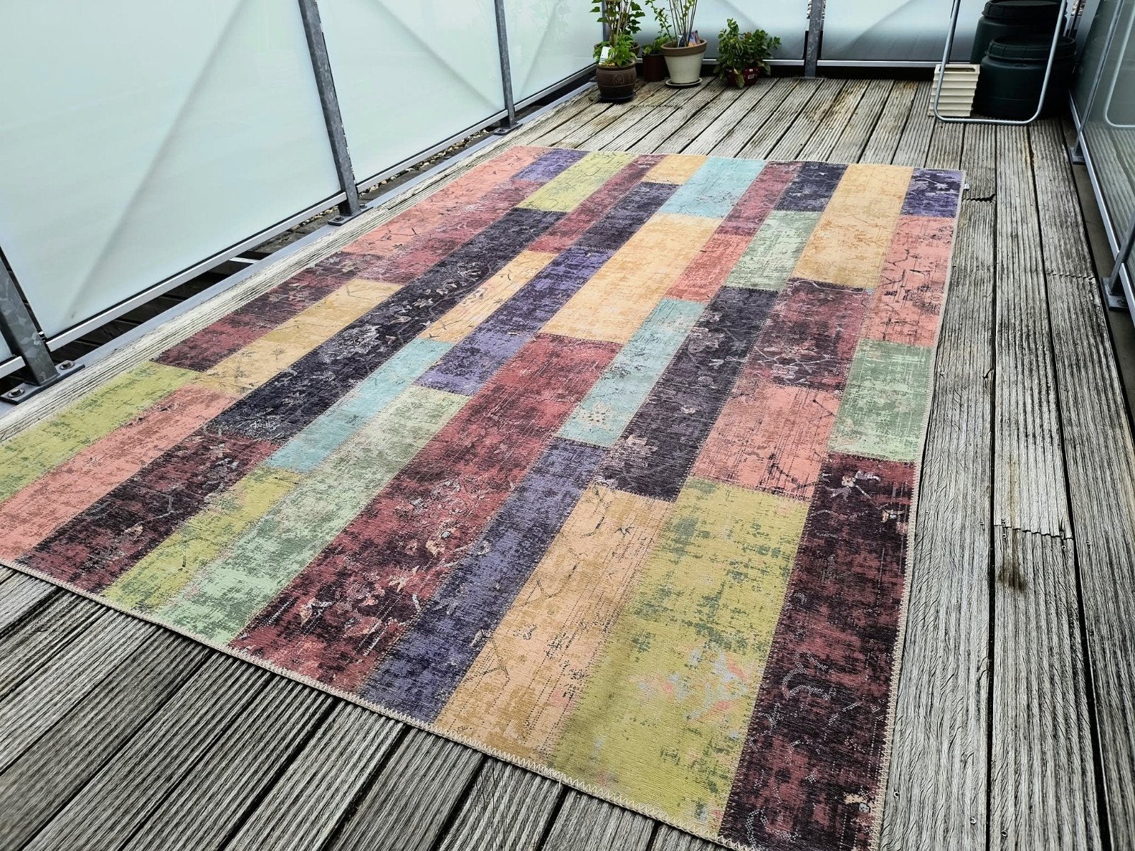 Oosters tapijt (200x290) in patchwork stijl, diverse kleuren, Gebruikt, 200 cm of meer, Oosterse Lappen Stijl Patchwork, Ophalen of Verzenden