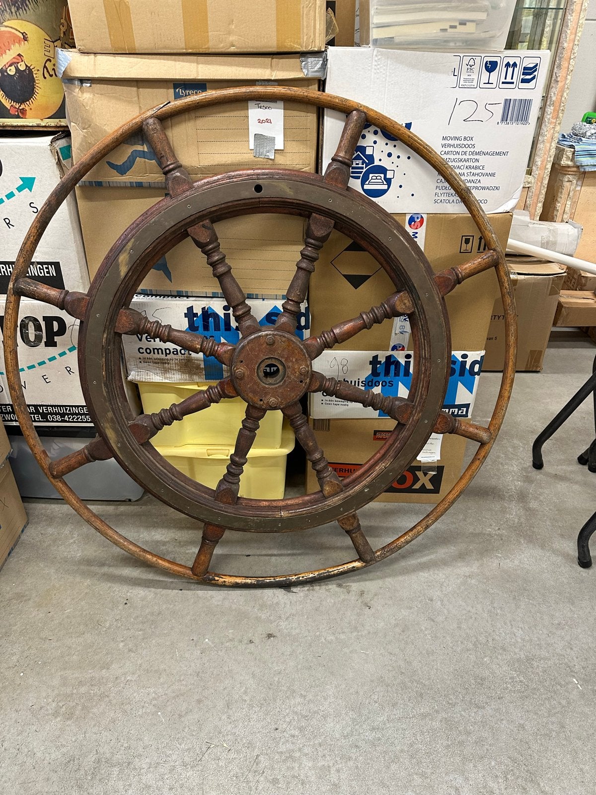 Klassiek scheepsstuurrad - 1,25m diameter - Origineel, Watersport en Boten, Ophalen
