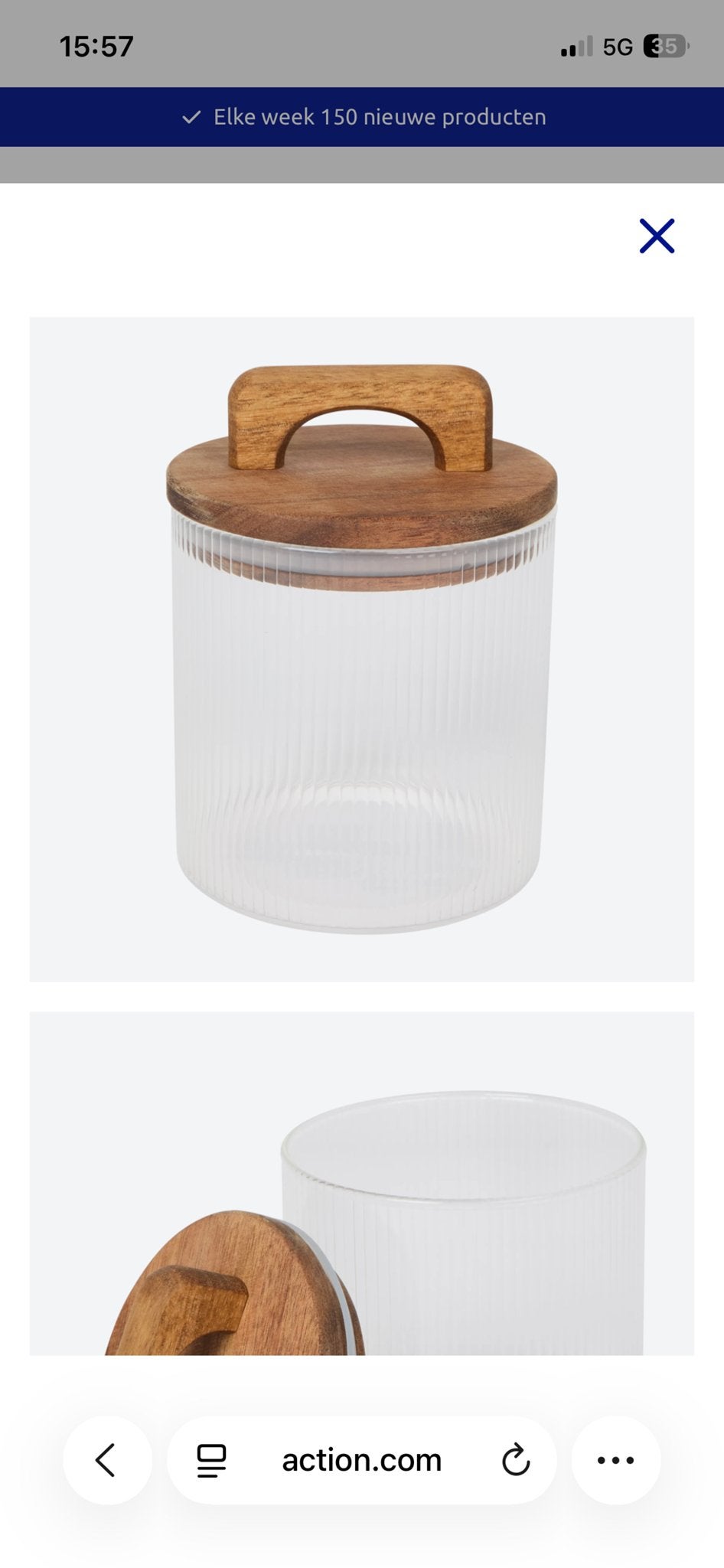 voorraadpotten met acacia houten deksel, Huis en Inrichting, Voorraadpot, Ophalen, Zo goed als nieuw, Glas