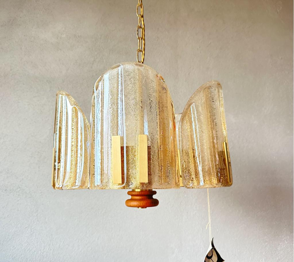 Vintage amber murano kroonluchter, Niet ingevuld, Mid century, Niet ingevuld, Zo goed als nieuw