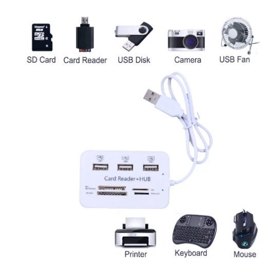 Usb Hub 3 Poorten USB met kaartlezer, Computers en Software, Dockingstations, Ophalen of Verzenden, Nieuw, USB-hub, Laptop