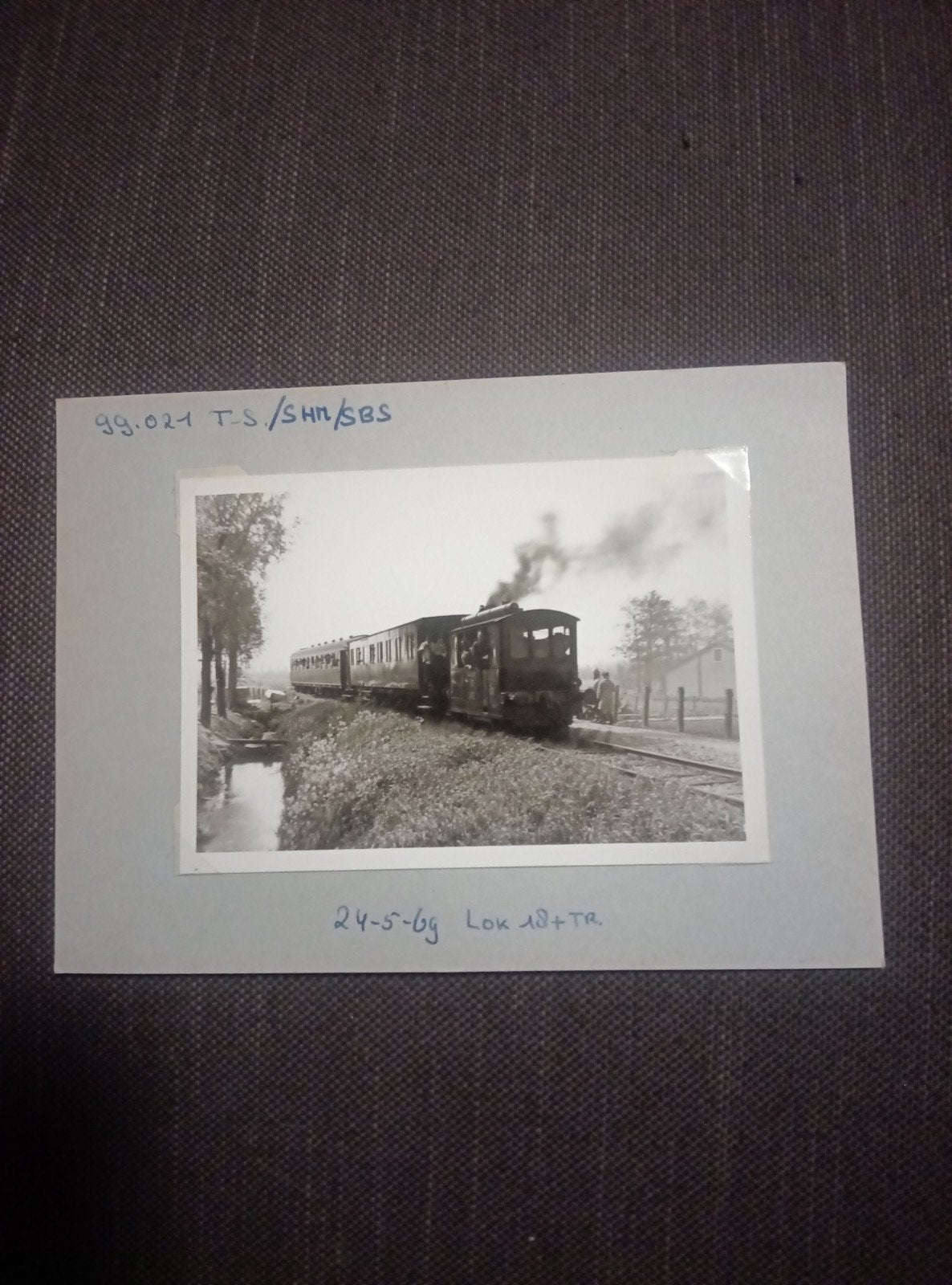 Zwart-wit foto stoomtrein Lok 18+TR 24-5-69, Ophalen of Verzenden, Gebruikt, Trein, Kaart of Prent