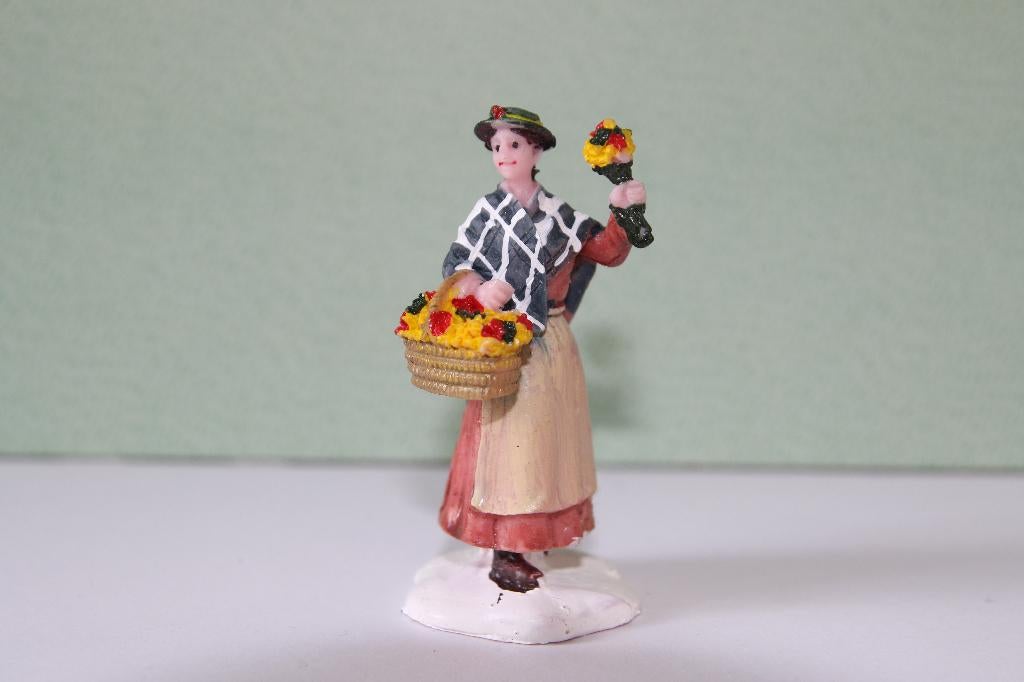 Bloemen verkoopster Lemax voor kerstdorp Flower Peddler, Diversen, Kerst, Ophalen of Verzenden