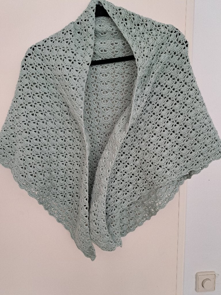 Gehaakte omslagdoek zeegroen, Ophalen of Verzenden, Nieuw, Maat 38/40 (M), Sjaal